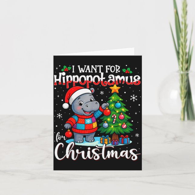 Tarjeta I Want A Hiptamus Christmas Hip Lover Xmas Pajamas (Anverso)