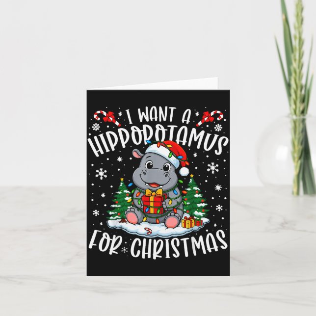 Tarjeta I Want A Hiptamus Christmas Xmas Hip Lover Women G (Anverso)