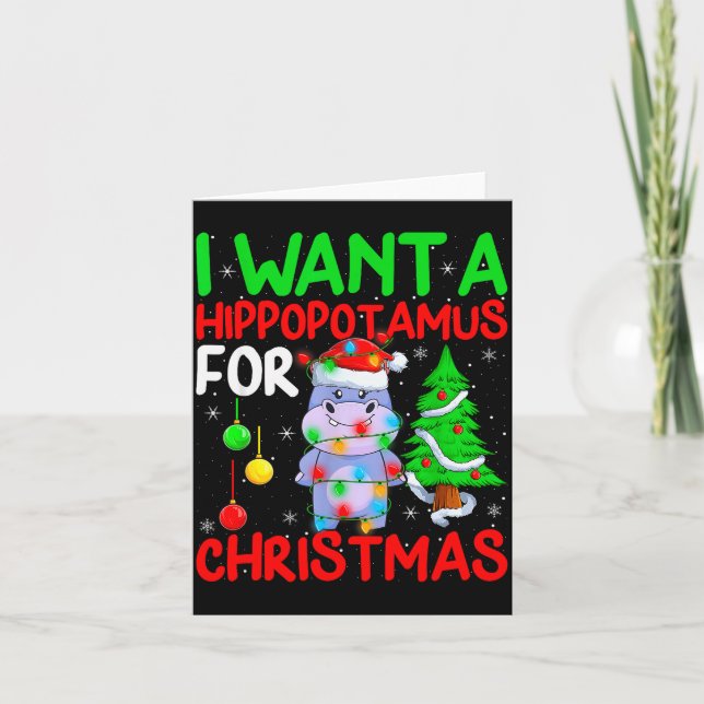 Tarjeta I Want A Hiptamus For Christmas Hip Xmas Boys Girl (Anverso)