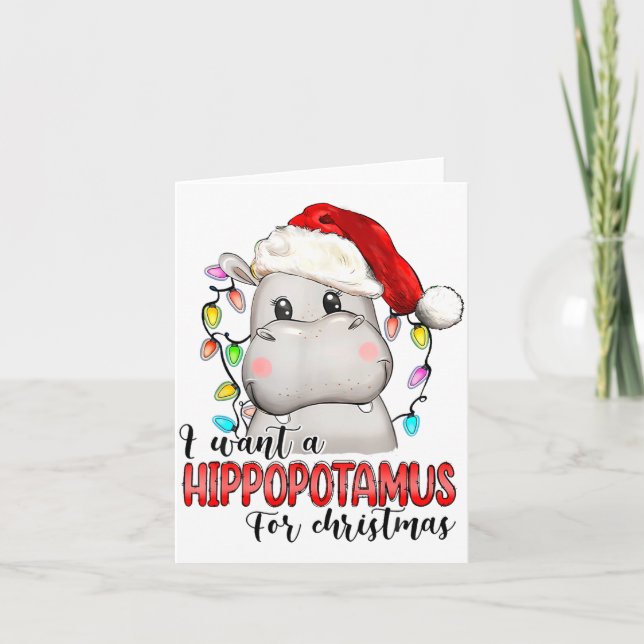 Tarjeta I Want A Hiptamus For Christmas Xmas Hip Lover  (Anverso)