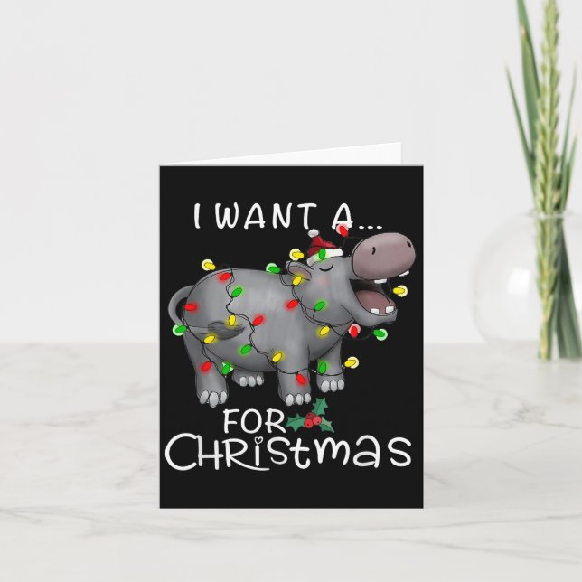 Tarjeta I Want A Hiptamus For Christmas Xmas Hip Lover Fun (Anverso)