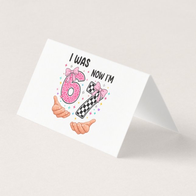 Tarjeta I was 6 now I'm 7 cute birthday numbers (Anverso)