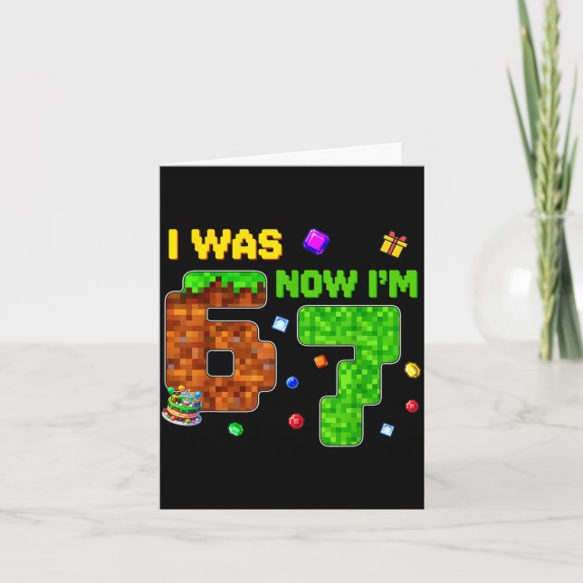 Tarjeta I Was 6 Now I'm 7 Six Seven 7 Years Old Birthday K (Anverso)