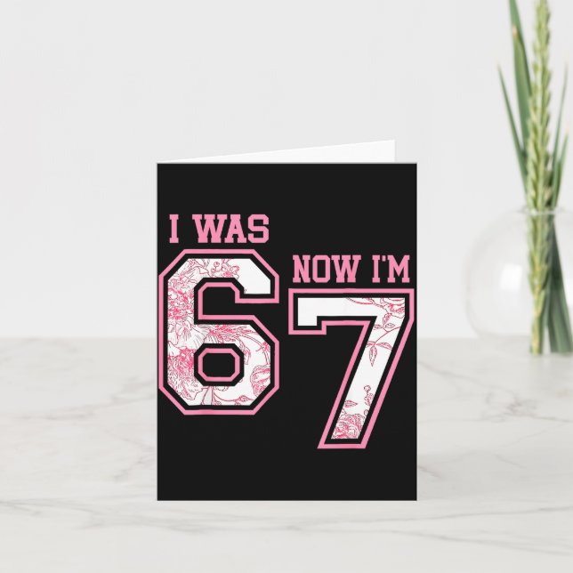 Tarjeta I Was 6 Now I'm 7 Year Old Birthday Girls Coquette (Anverso)