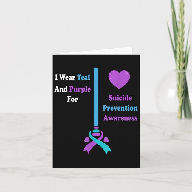 Tarjeta I Wear Teal And Purple For Suicide Prevention Awar (Anverso)