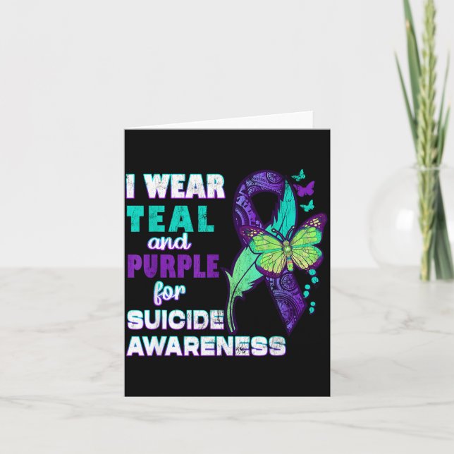 Tarjeta I Wear Teal Purple For Suicide Awareness You Women (Anverso)