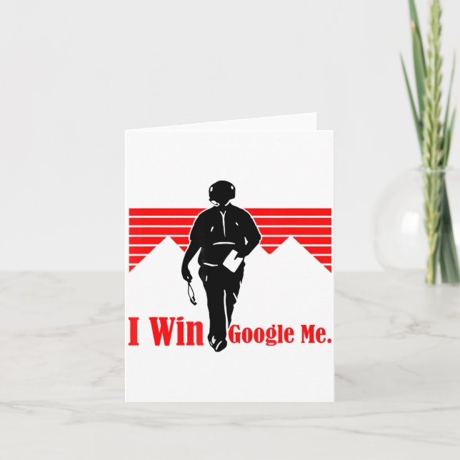 Tarjeta I Win Google Me Motivational Retro Silhouette Shir (Anverso)
