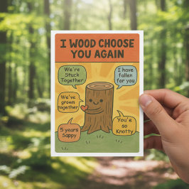 Tarjeta I Wood Choose You Again - Funny 5th Anniversary Pu