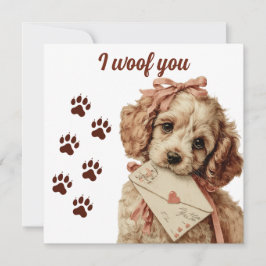 Tarjeta I woof you Vintage Pup Valentine's Day