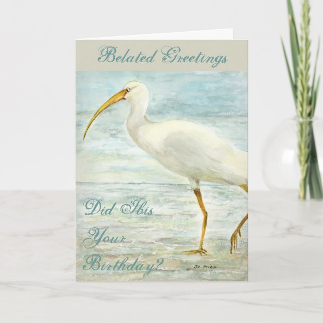 Tarjeta Ibis blanco en la pintura de la acuarela de la (Anverso)