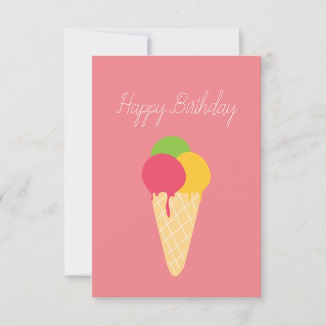 Tarjeta Ice Cream Cone Happy Birday (Anverso)