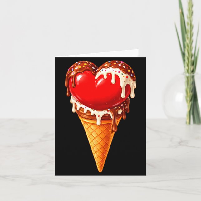 Tarjeta Ice Cream Heart Funny Drip Valentines Day Boys Gir (Anverso)