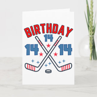 Tarjeta Ice Hockey Fourteen Birthday Boy 14th Party Boys A