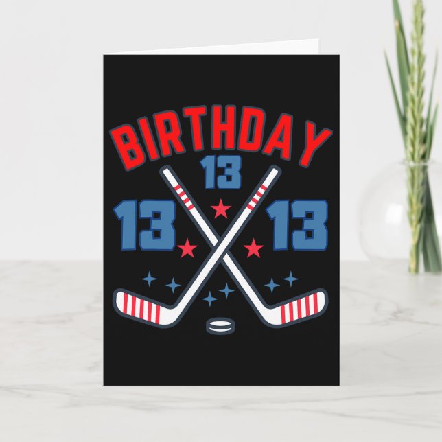 Tarjeta Ice Hockey Thirteen Birthday Boy 13th Party Boys A (Anverso)