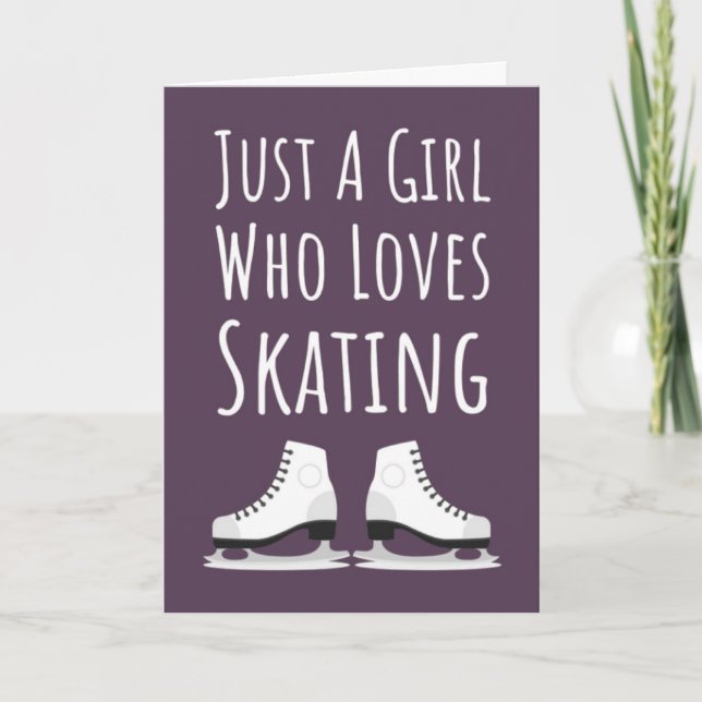 Tarjeta Ice Skating Cards Girl Pink Cute Girly For Kids (Anverso)