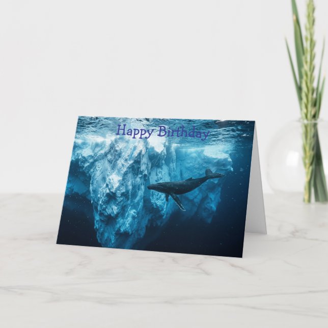 Tarjeta Iceberg submarino y una ballena jorobada (Anverso)