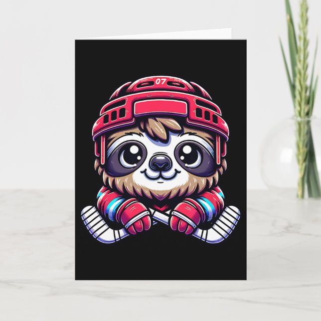 Tarjeta Icehockey Sloth Adorable Hockey Enthusiast  (Anverso)