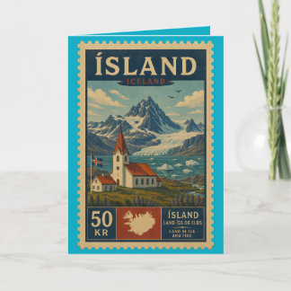 Tarjeta Iceland Vintage Stamp
