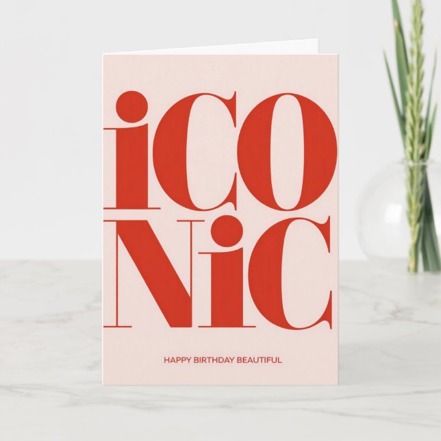Tarjeta Iconic Bold Typography Pink and Red Birthday Card (Anverso)