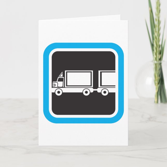 Tarjeta Icono Azul de Camión y Remolque (Anverso)