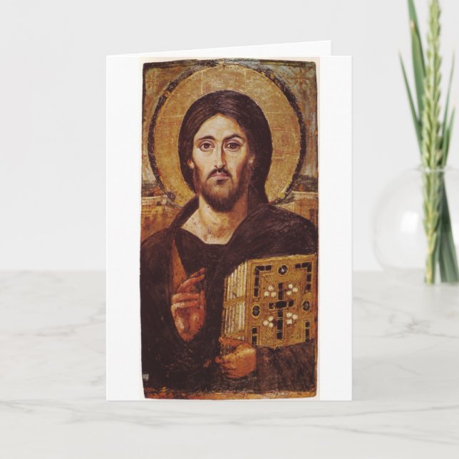 Tarjeta Icono cristiano del pantocrador de Jesucristo (Anverso)