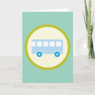 Tarjeta Icono de Autobús Escolar Azul Pastel Lindo