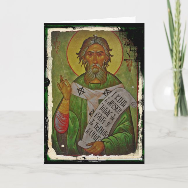 Tarjeta Icono de San Patricio en verde (Anverso)