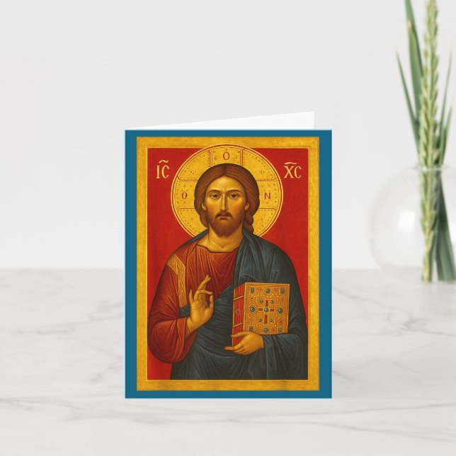 Tarjeta Icono ortodoxo de Jesucristo Pantocrátor  (Anverso)