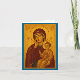 Tarjeta Icono ortodoxo de Theotokos y el niño Jesús Cristo