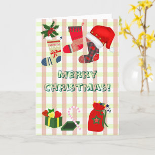Tarjeta Iconos navideños de cuadros pastel y adorables