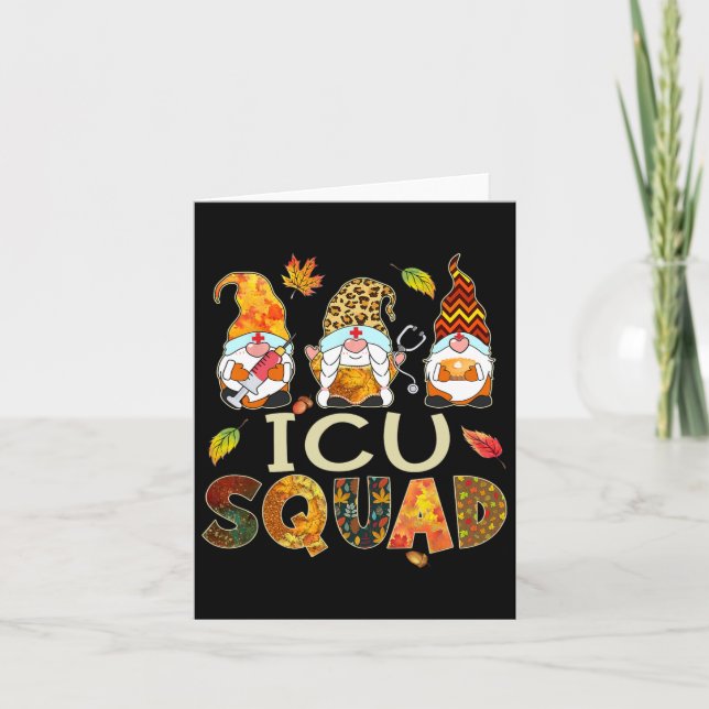 Tarjeta Icu Squad Gnome Nurse Leopard Thankding Fall (Anverso)