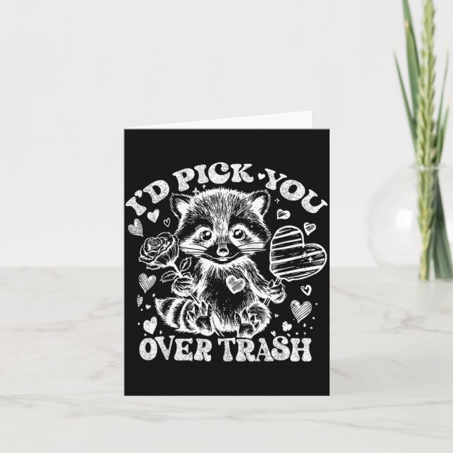 Tarjeta I'd Ck You Over Trash Funny Raccoon Retro Valentin (Anverso)