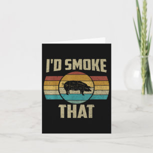Tarjeta Id Fumar Esa Camiseta Graciosa Retro Bbq Pig Meat