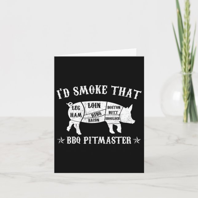 Tarjeta Id Fumar Que T Shirt Pig Pitmaster Funny Bbq Smok (Anverso)