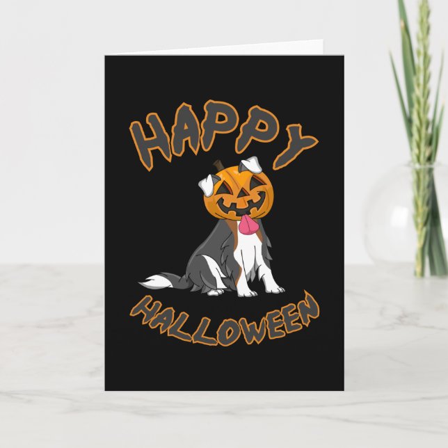 Tarjeta Idea de regalo de Halloween Perro Calabaza de terr (Anverso)