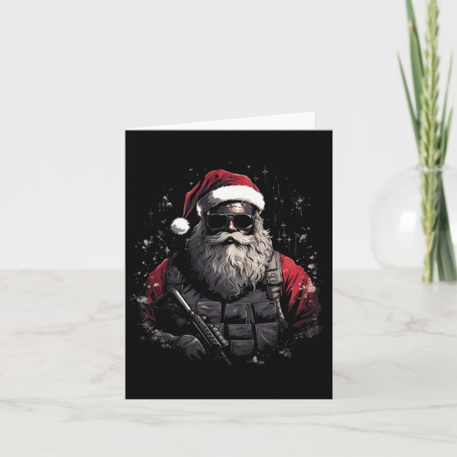 Tarjeta Idea de regalo de Navidad Santa Táctico de Navidad (Anverso)