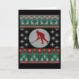 Tarjeta Idea de regalo feo de Navidad de hockey sobre hier