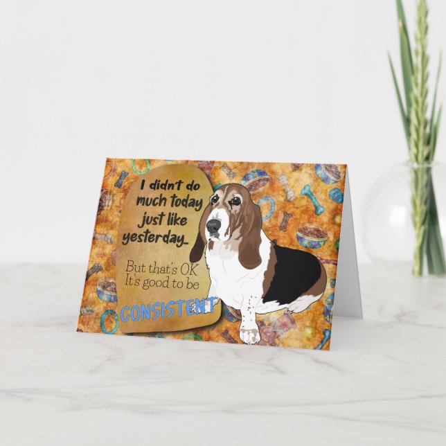 Tarjeta Idea divertidísima de tu cumpleaños Basset Hound (Anverso)