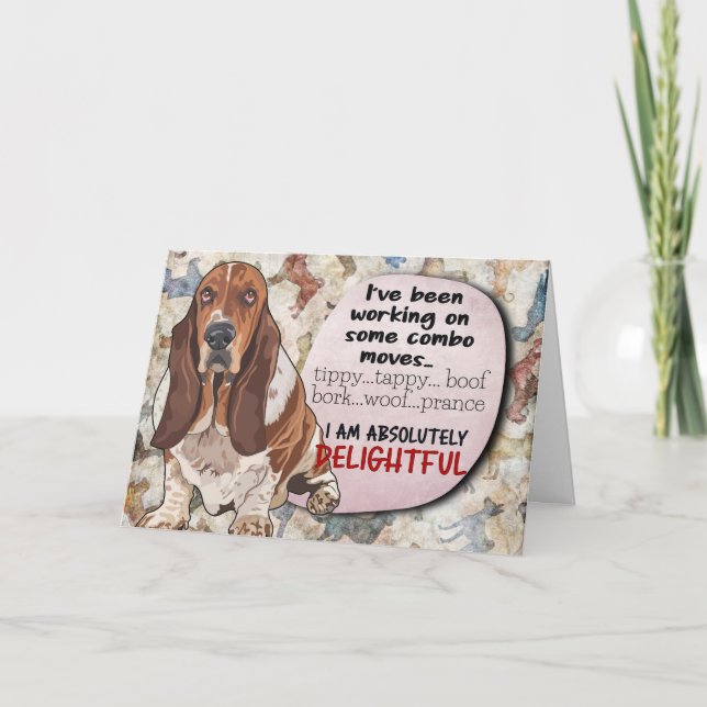 Tarjeta Idea divertidísima de tu cumpleaños Basset Hound (Anverso)