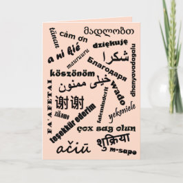 Tarjeta Idiomas Multilingual Pink Black Retro Gracias
