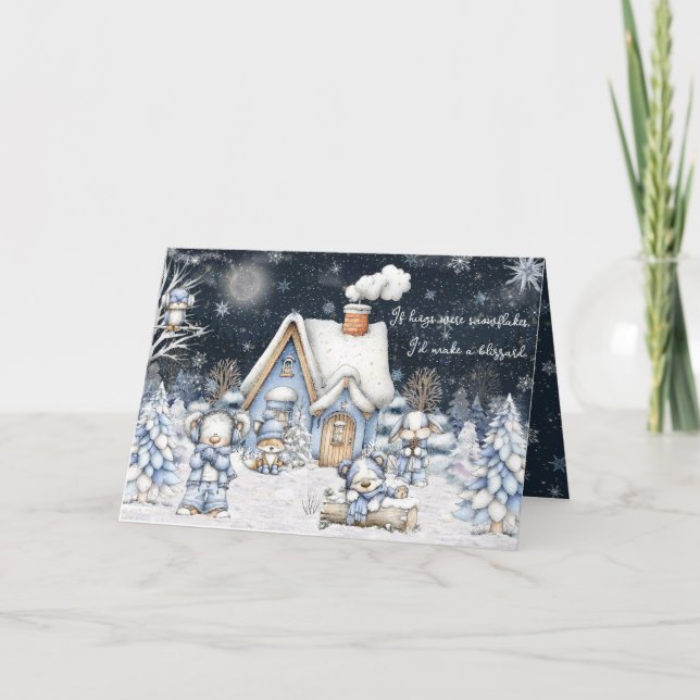 Tarjeta If Hugs Were Snowflakes I'd Make A Blizzard Winter (Anverso)