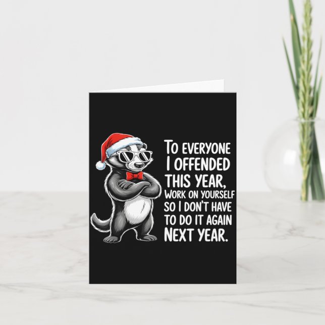 Tarjeta If I Offended You Work On Yourself Funny New Year  (Anverso)