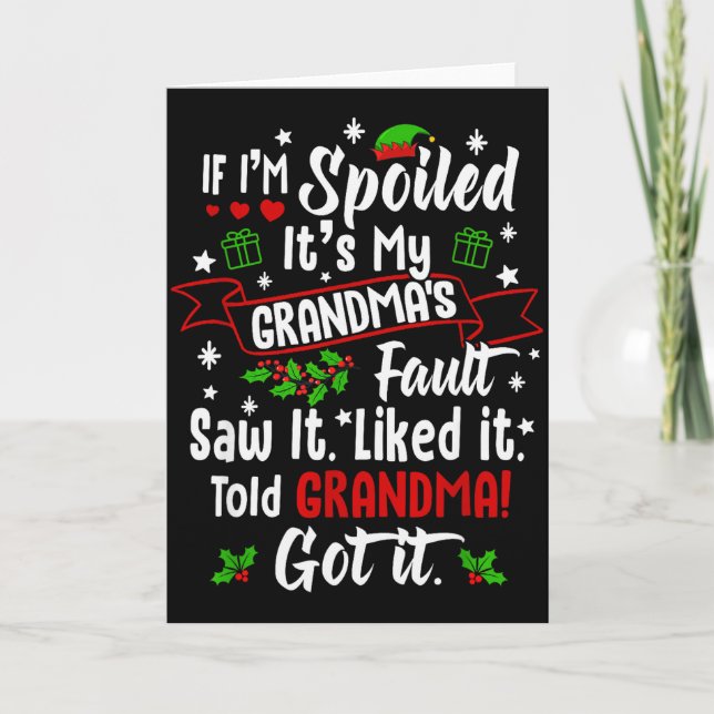 Tarjeta If I'm Siled It’s My Grandma’s Fault Funny Christm (Anverso)