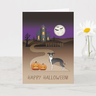 Tarjeta Iggy de Blanco y Negro y Casa Embrujada de Hallowe
