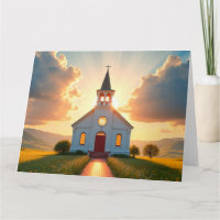 Iglesia blanca en una pradera campestre