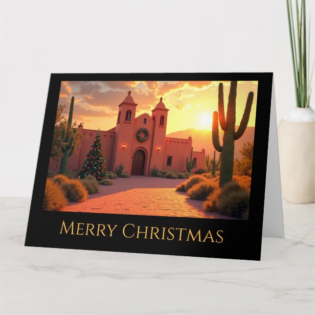Tarjeta Iglesia católica en el desierto en el Día del Navi (Anverso)