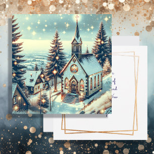 Tarjeta Iglesia de bonito en Navidades del Día del Inviern