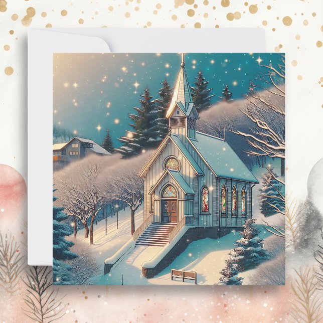 Tarjeta Iglesia de bonito en Navidades del Día del Inviern (Subido por el creador)