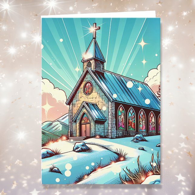 Tarjeta Iglesia de bonito en Navidades del Día del Inviern (Subido por el creador)