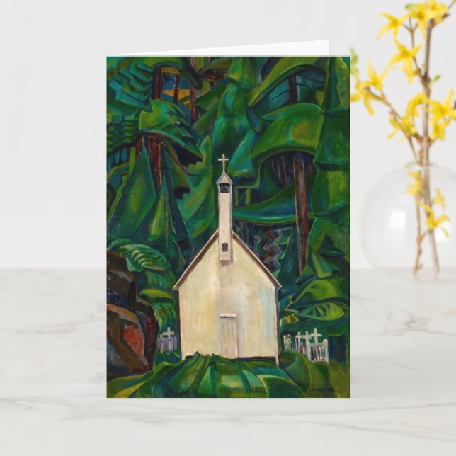 Tarjeta Iglesia de la India | Emily Carr | (flor amarilla)